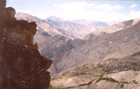 Nako view from mountains. On the left cliff an 